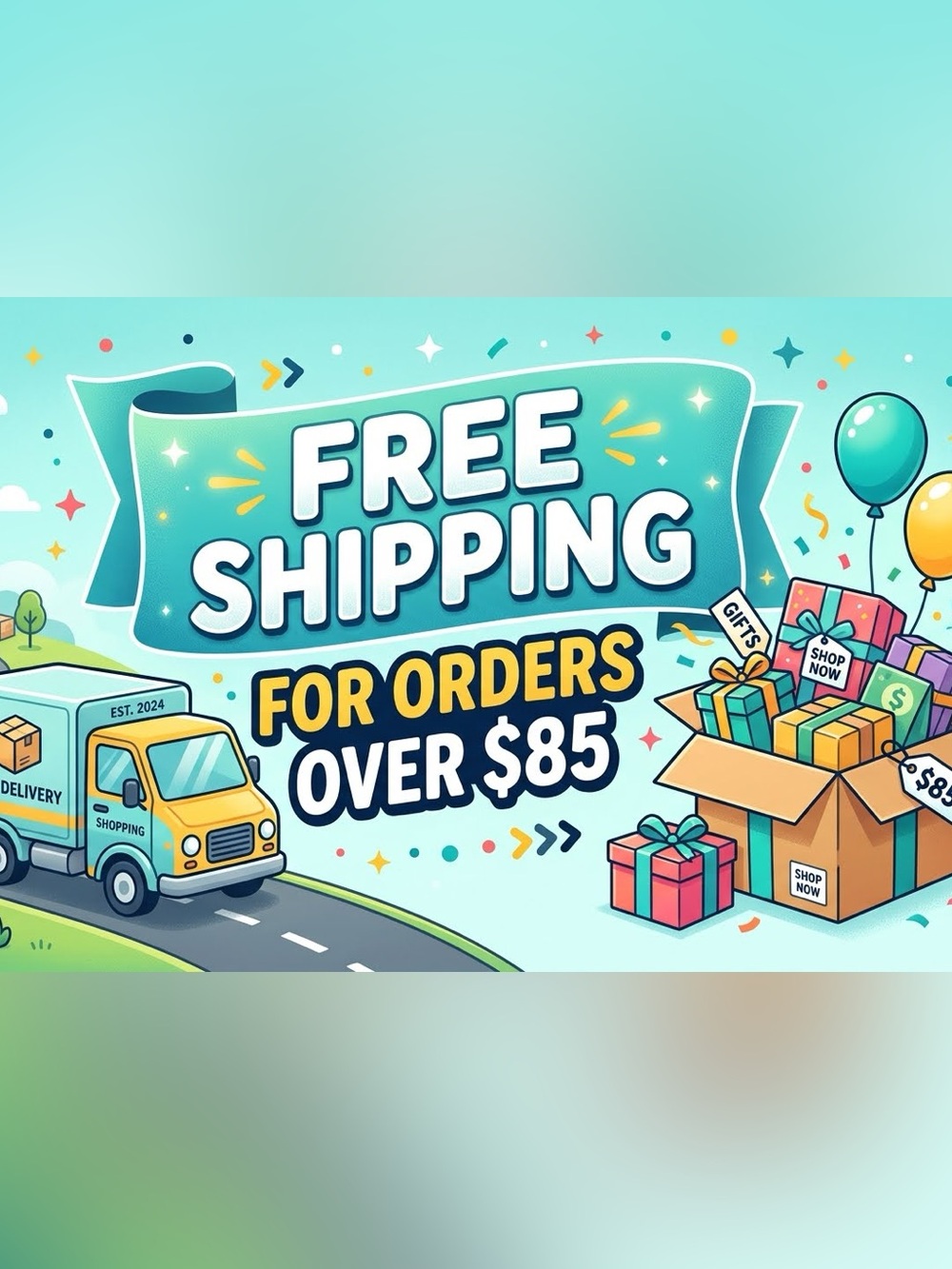 ✨Update: Free Shipping on all orders over $85✨